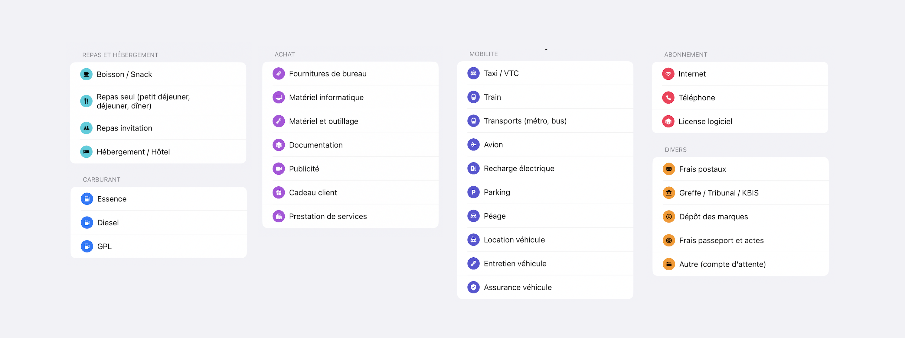 silaeExpense-categories